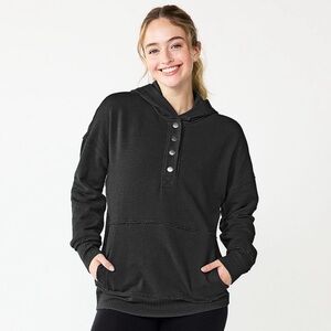 Women's SO The Lounge Life Tunic 1/4 Snap Hoodie With Pockets Size Large